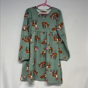 H&M Green Dress with Deer and Floral Print long sleeve dress